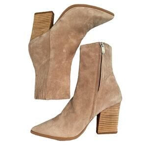 STEVE MADDEN SUEDE CHUNK HEEL BOOTS 10M  ZIP MINIMAL CLASSIC TRENDY CONTEMPORARY